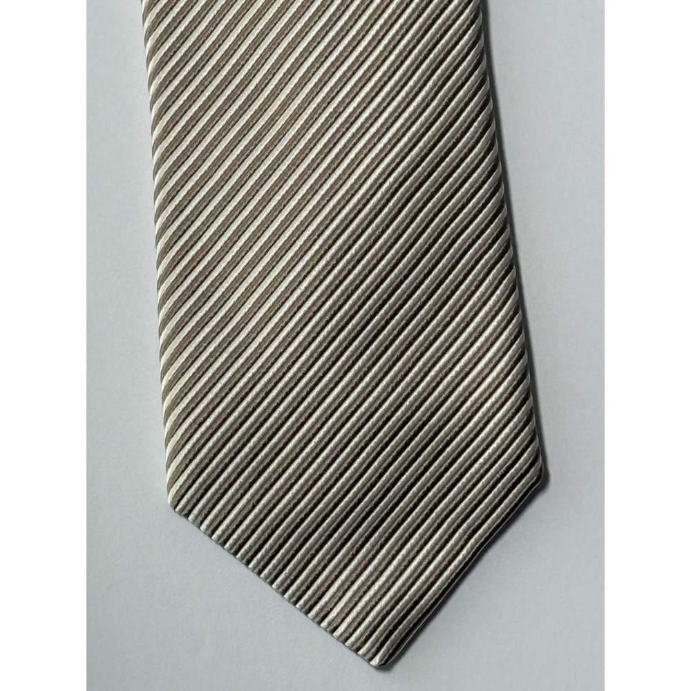 NWT ROBERT TALBOTT 100% Silk Tie Cream/Beige Striped - Made In USA - EUC‎